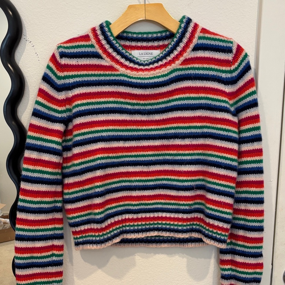 La Ligne Colorful Striped Crew Neck Sweater